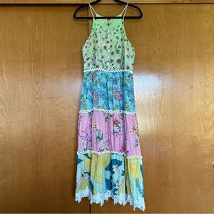 Farm Rio Mixed Floral Midi Dress in Multi Size Medium